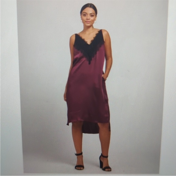 NWT Universal Standard Kara Lace Satin Slip Dress Fig Color size 0 - Picture 1 of 7